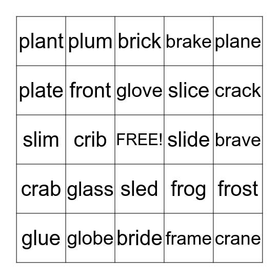 Phonics Bingo Card