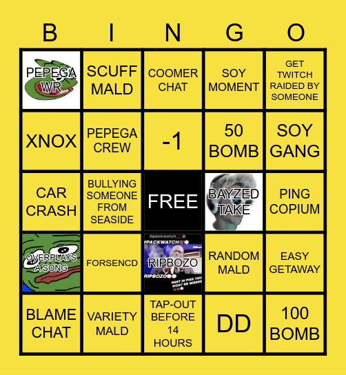 LYSIUM ROLLING SUBATHON BINGO Card