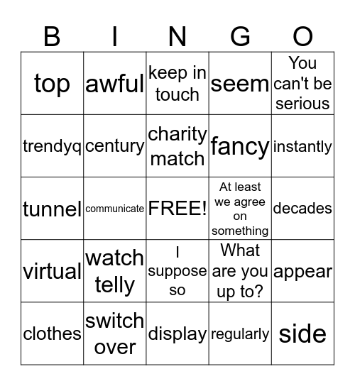 Youth Bingo Card