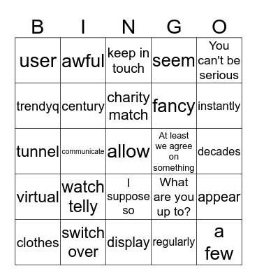 Youth Bingo Card