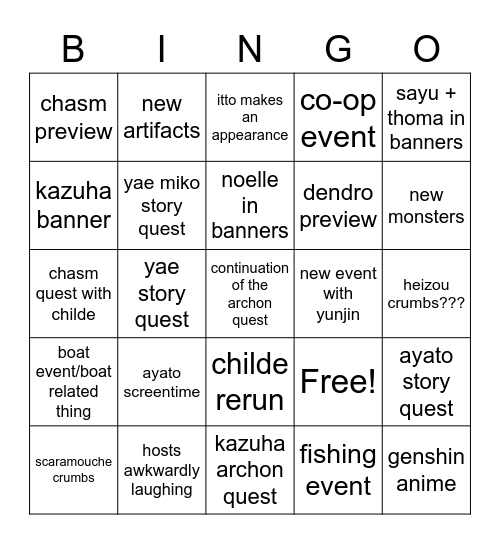 big brain time Bingo Card