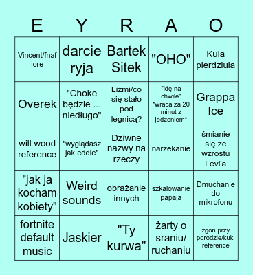 Eyra Bingo Card