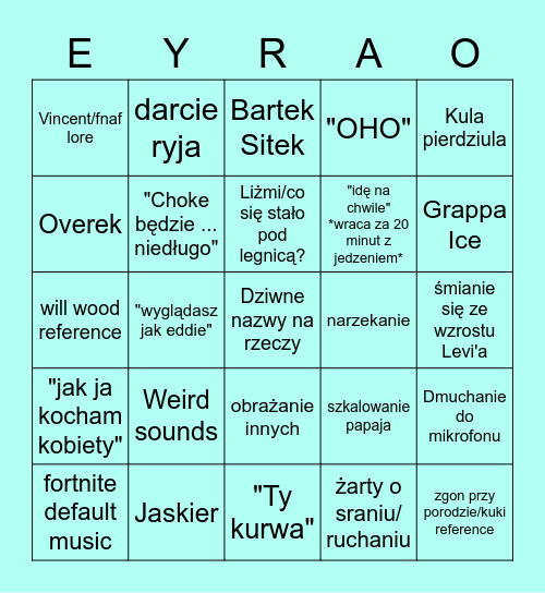 Eyra Bingo Card