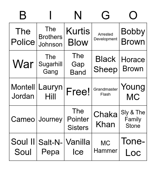 Music Bingo 15 Bingo Card