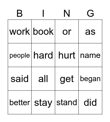 February 2022 Bingo Card