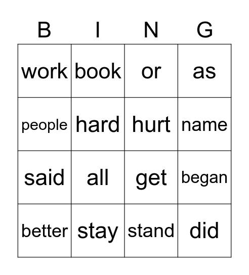 February 2022 Bingo Card