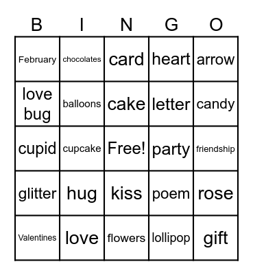 Valentine's Bingo Card