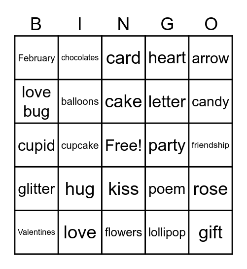 Valentine's Bingo Card