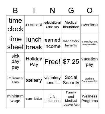 Getting Paid and Benefits Bingo Card