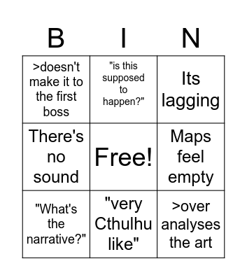 Alpha Test Bingo Card