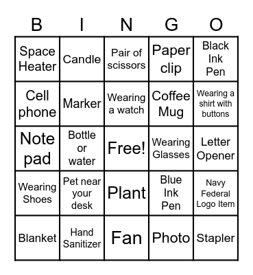 Desk Bingo Card