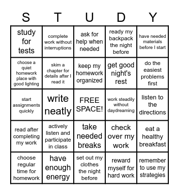 Name_______________________ Bingo Card