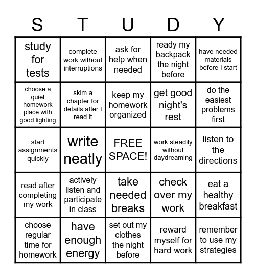 Name_______________________ Bingo Card