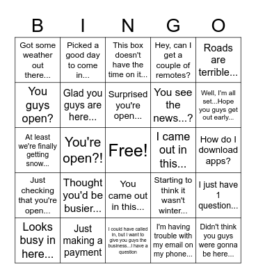 Snow-Way They Said That... Bingo Card