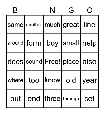Lists 13 & 14 Bingo Card
