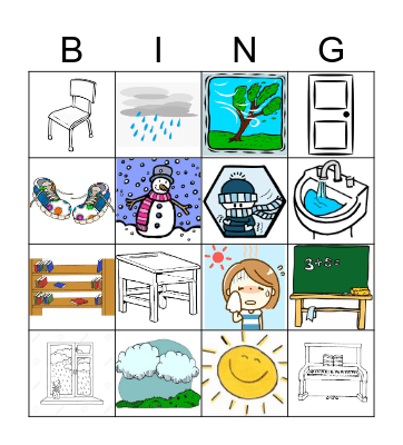 Weather + Classroom Bingo Card