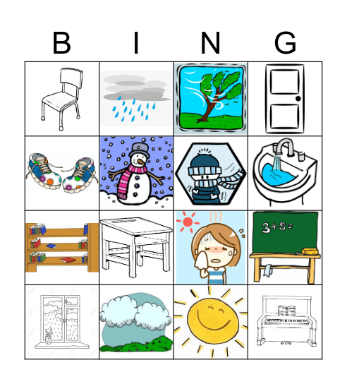 Weather + Classroom Bingo Card