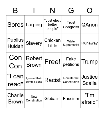 COS Opponent Bingo Card