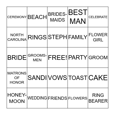 WEDDING BINGO Card