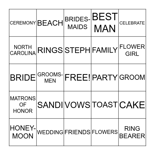 WEDDING BINGO Card