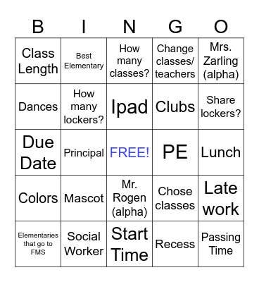 FMS BINGO Card