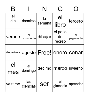 Unit 2 Bingo Card