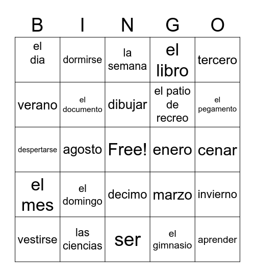 Unit 2 Bingo Card