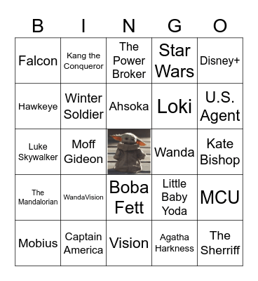 Disney+ Shows Bingo Card