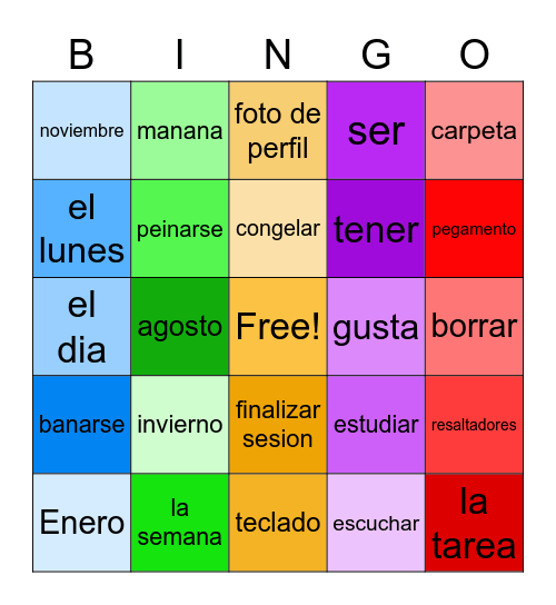 ~Spanish BINGO~ Bingo Card