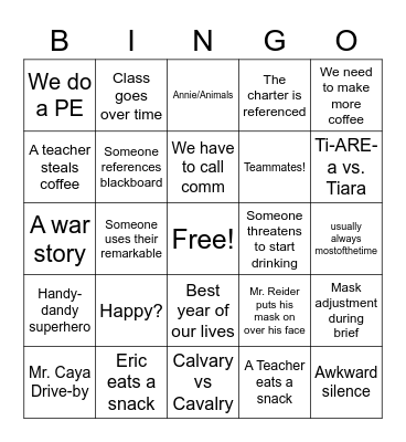 10C Bingo Card