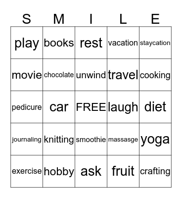 SMILE Bingo Card