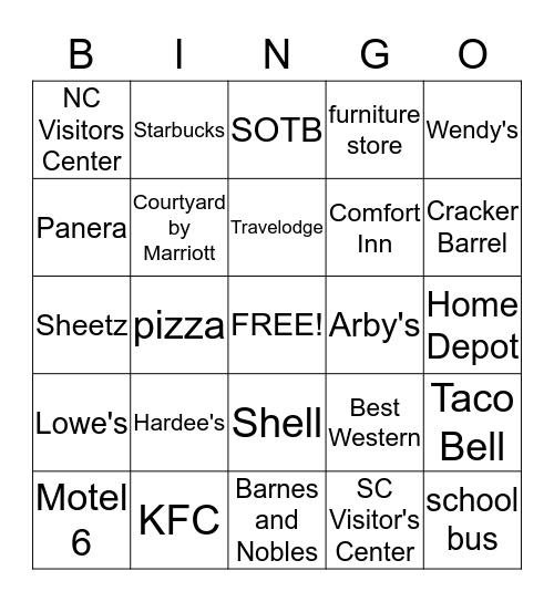 Home Again, Home Again Bingo Card