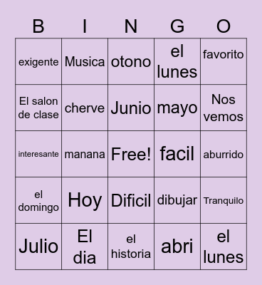 La Escuelas BINGO Card