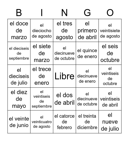 El cumpleanos de la clase de Sra. Myers Bingo Card