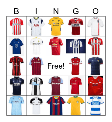 Football shirt bingo Card