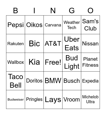 Superbowl Bingo 2022 Bingo Card