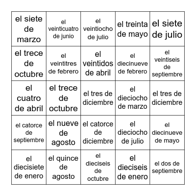 Los cumpleanos de la clase de la Sra. Hale Bingo Card