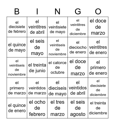 Los cumpleanos de la clase de Sra Head Bingo Card