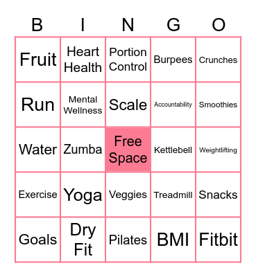 Fit & Healthy Bingo Card