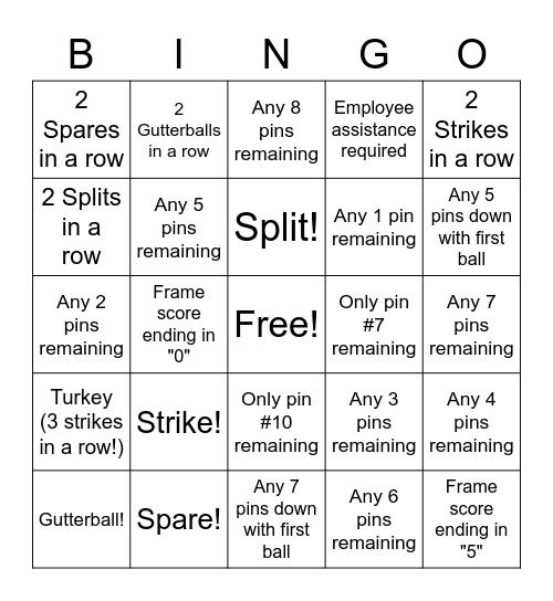Mandatory FUNDatory Bowling Bingo! Bingo Card