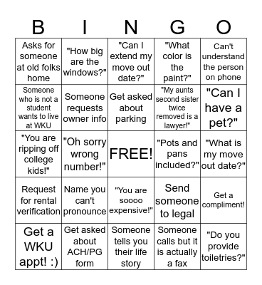 Sales Bingo Card