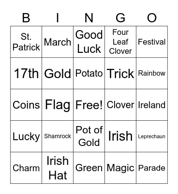 St. Patrick's Day BINGO Card