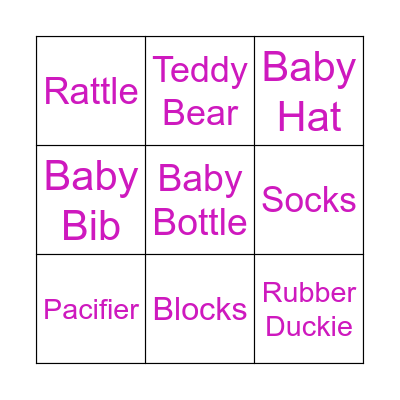 Baby Bingo Card