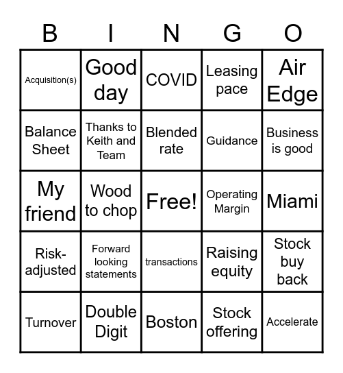 AIR BINGO Card