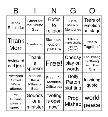 General Session Bingo Card