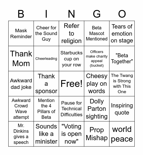 General Session Bingo Card