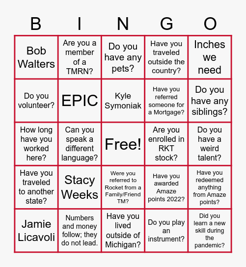 MT Ice Breaker Bingo Card