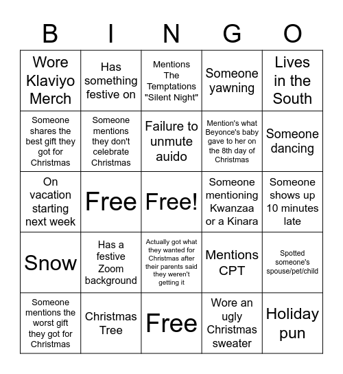 BLACC BINGO Card