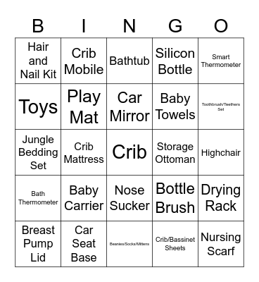 Baby Shower Bingo Card