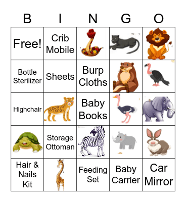 Baby Shower Bingo Card